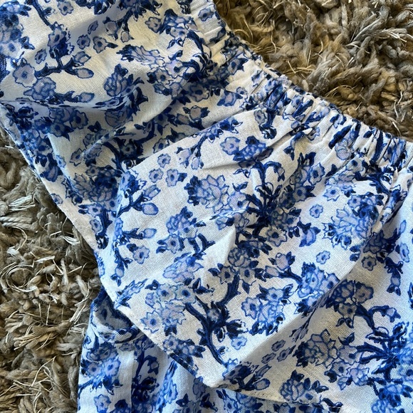 REBECCA TAYLOR Aimee Off Shoulder Blue & White Cotton Floral Top - Picture 9 of 13
